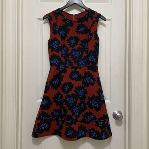 J.Crew Firework Floral Mini Dress Red Blue Fit & Flare 4th July Women's Sz 4‎